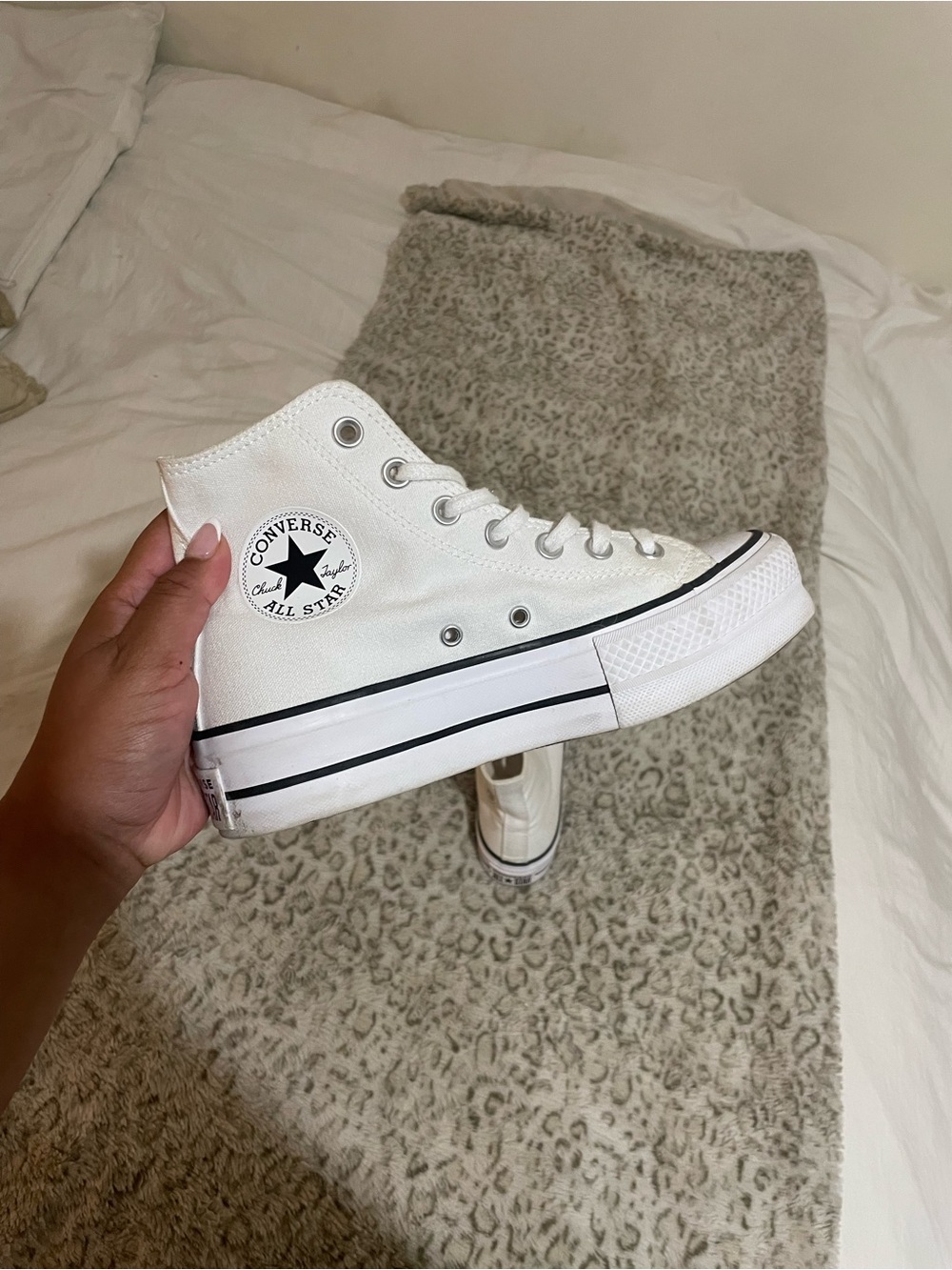 Converse White High-Top Platform Sneakers - Picture 6 of 8